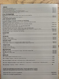 Menu / carte de Origami Art Sushis à Nîmes