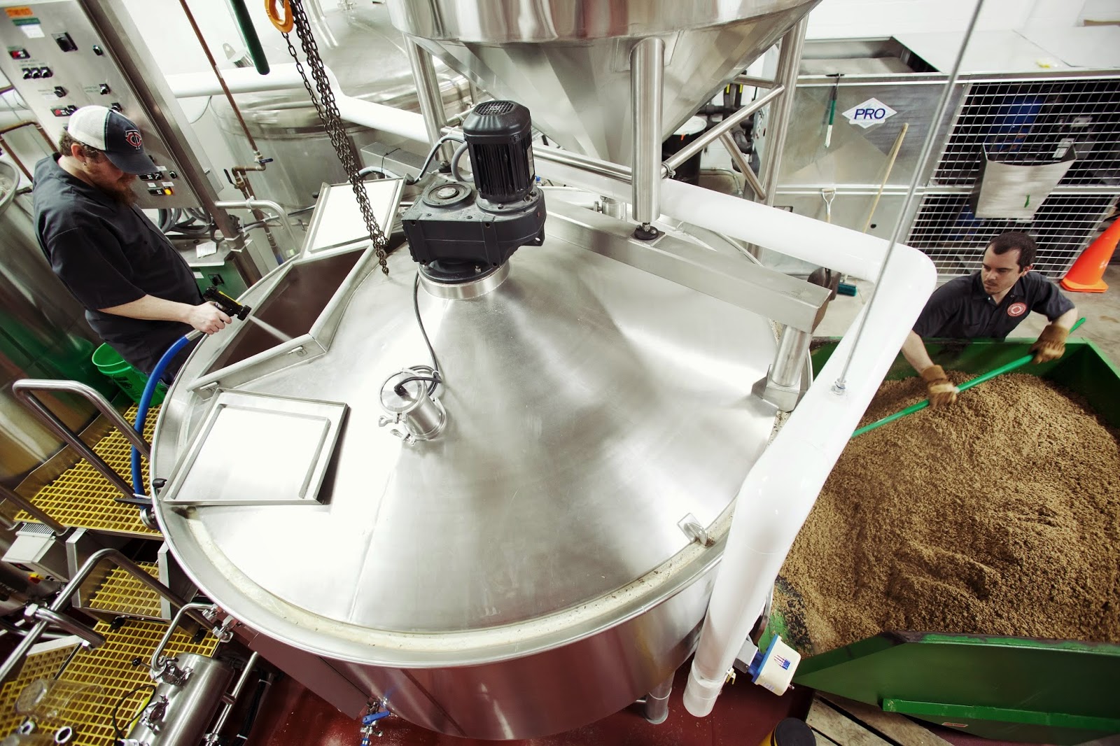 Brewing tanks in a taproom