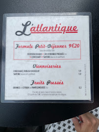 L'Atlantique à Paris menu