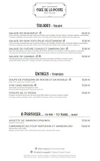 Restaurant Café de la Poste à Biot (le menu)