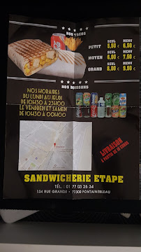 Sandwicherie Sandwicherie Etape : Kebab, Tacos, Kapsalon. Fast-Food En Livraisons 77 à Fontainebleau (le menu)
