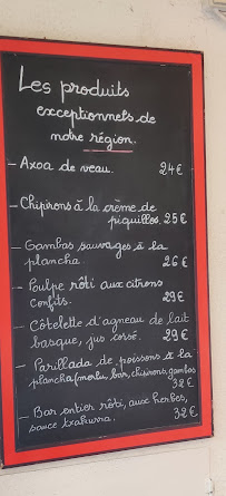 Restaurant basque La Vieille Auberge à Saint-Jean-de-Luz (le menu)