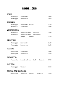 Menu / carte de Incontro à Trissino