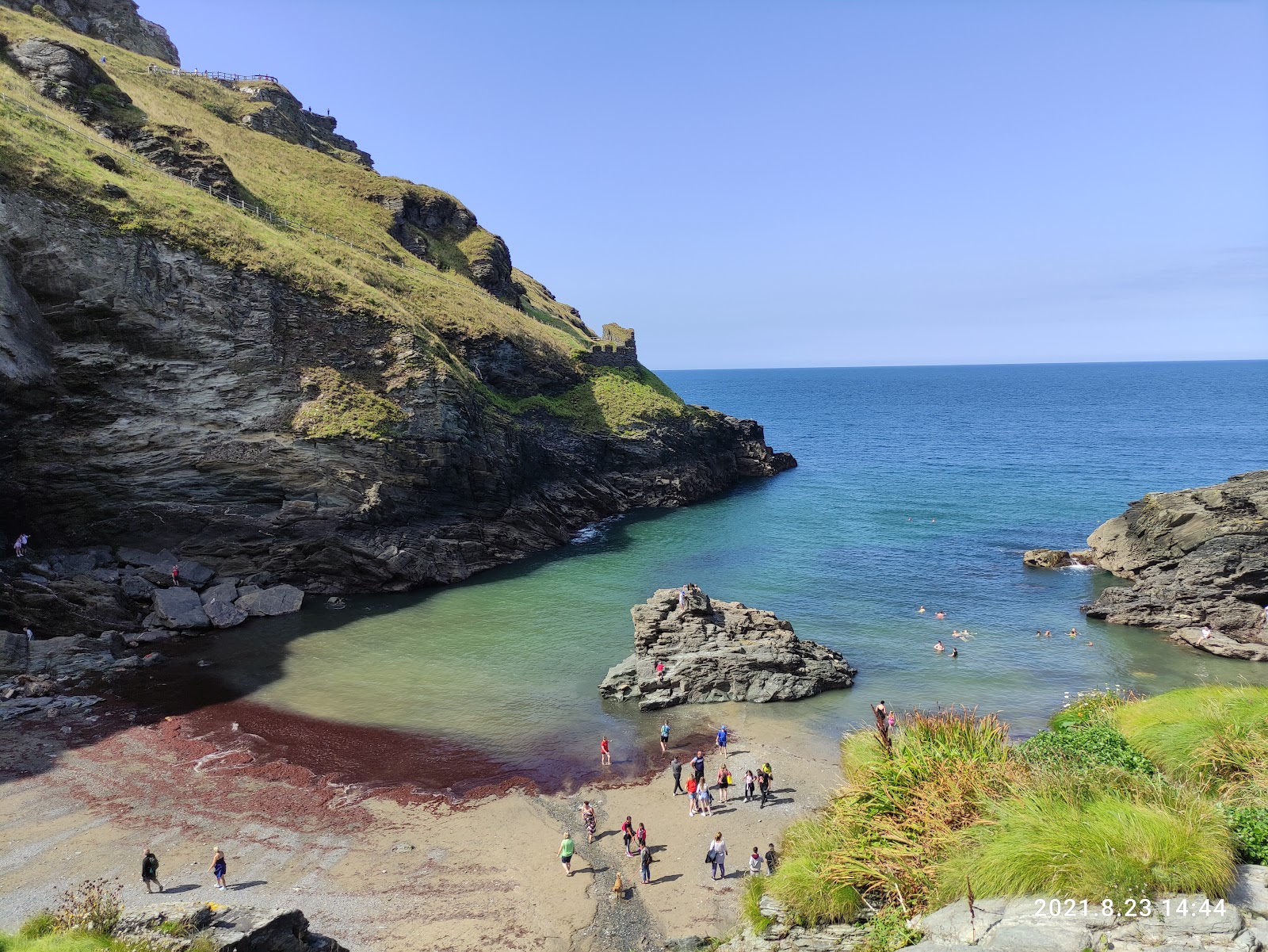 Photo of Tintagel Beach with light sand &  pebble surface