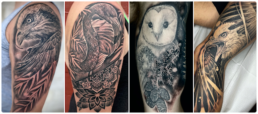 Explore calf tattoo ideas for women, creative tattoo ideas in Lakeview, available at Backwoods Tattoo Studio