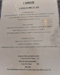 Menu du L'Ardoise à Graçay