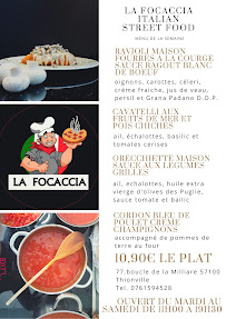 La Focaccia Italian Street Food à Thionville menu
