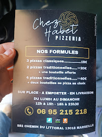 Carte du Chez Habet Pizzeria à Marseille