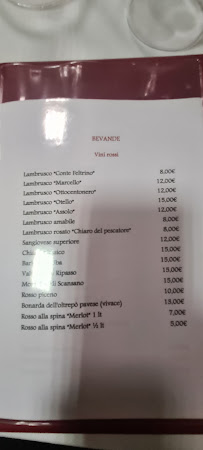 Carte du Ristorante Montelusino à Baiso