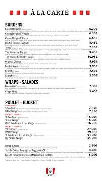 Menu / carte de KFC Mulhouse Morschwiller à Morschwiller-le-Bas