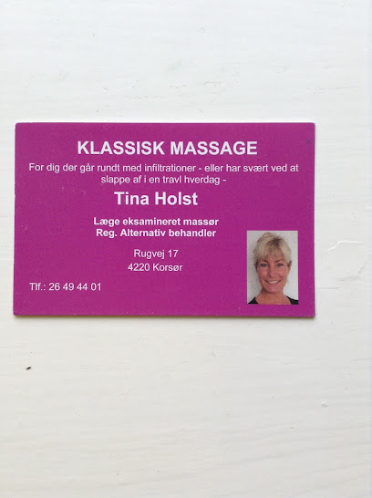 Læge eksamineret massør Reg alternativ behandler / klassisk massage v. Tina Holst