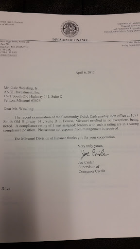 Loan Agency «Community Quick Cash Advance and Payday Loan», reviews and photos, 1671 S Old Hwy 141, Fenton, MO 63026, USA