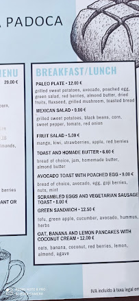 A Padoca à Porto menu