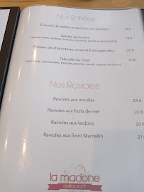 Carte du Restaurant La Madone à Miribel