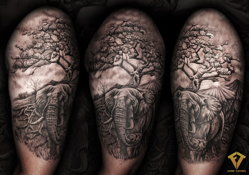 Explore big flower tattoo ideas, creative tattoo ideas in Hialeah, available at Fame Tattoos