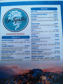Carte du Restaurant Le Syrtos à Grenoble