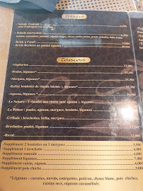 Menu / carte de LE SAHARA bar à couscous à La Teste-de-Buch