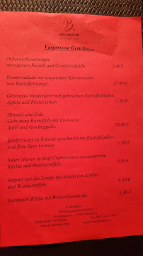 B.Neumann Residenzgaststätten à Würzburg menu
