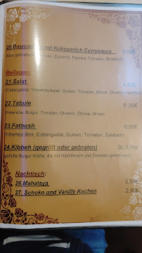 Menu du 1001 NachtCafe & Restaurant à Weimar