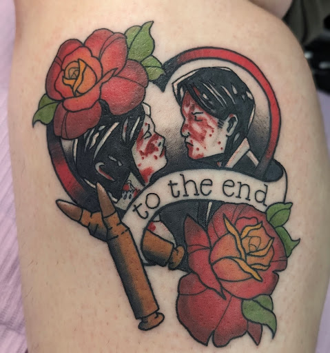 Explore side leg tattoo ideas, creative tattoo ideas in Staten Island, available at Saints Abode Studio