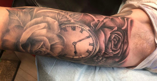 Explore car tattoo sleeve ideas, creative tattoo ideas in Kenosha, available at Kenosha Tattoo Company