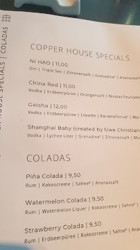 Menu / carte de COPPER HOUSE à Hamburg