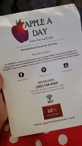 Organic Restaurant «Apple A Day Natural Food Market», reviews and photos, 1534 Alton Rd, Miami Beach, FL 33139, USA