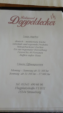 Menu du Restaurant Doppeldecker à Strausberg