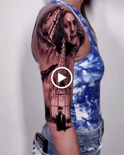 Explore quarter sleeve tattoo ideas for females, creative tattoo ideas in Kissimmee, available at Fallen Sparrow Tattoo Co