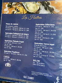 Menu / carte de Chez Jeannot Fruits de mer à Toulouse
