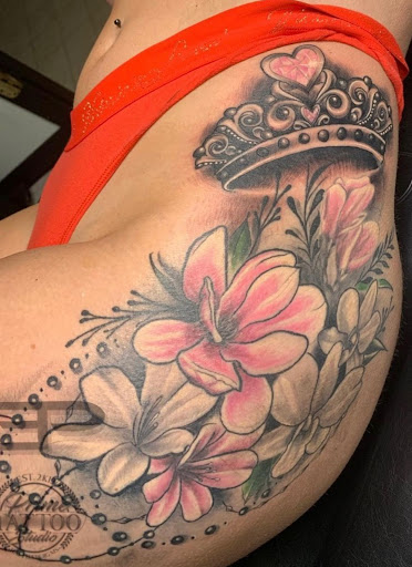 Explore night sky tattoo ideas, creative tattoo ideas in Hattiesburg, available at Everything Prime Art Studio