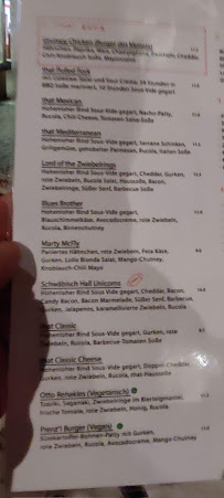 Menu / carte de that BRGR à Schwäbisch Hall