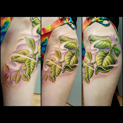Explore woman sleeve tattoo ideas, creative tattoo ideas in Dubuque, available at The Crows Nest