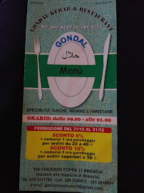Menu / carte de Gondal Kebab Ristorante à Brescia