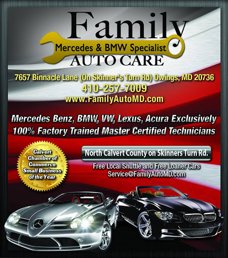 Auto Repair Shop «Family Auto Care Mercedes Benz BMW VW Specialist», reviews and photos, 7657 Binnacle Ln, Owings, MD 20736, USA