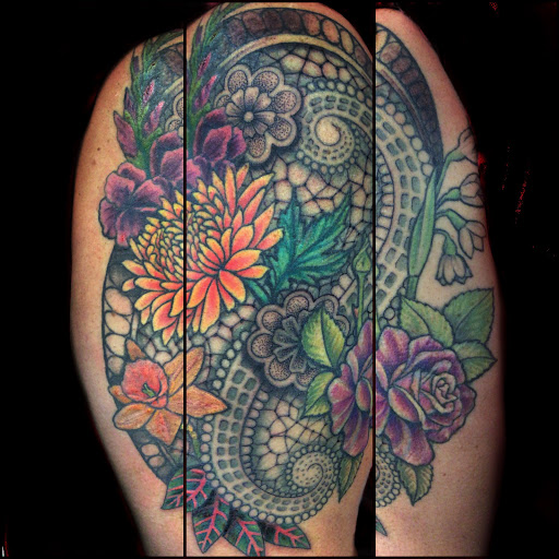 Explore sleeve tattoo ideas family, creative tattoo ideas in Topeka, available at Looking Glass Tattoo & Gallery