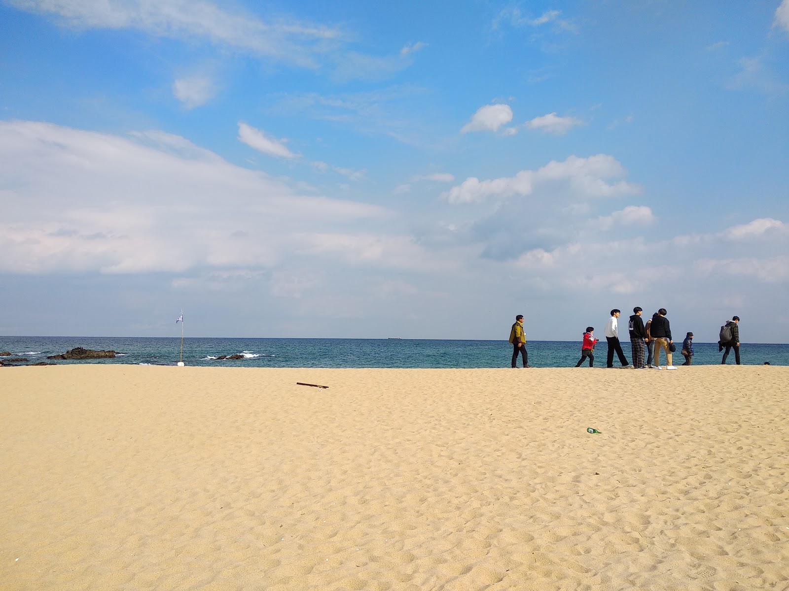 Photo of Jeongdongjin Beach and the settlement