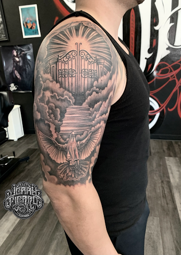 Explore dog outline tattoo ideas, creative tattoo ideas in Silver City, available at Independent Ink Tattoo