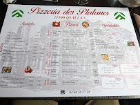 Pizzeria Les Platanes à Quillan (la carte)