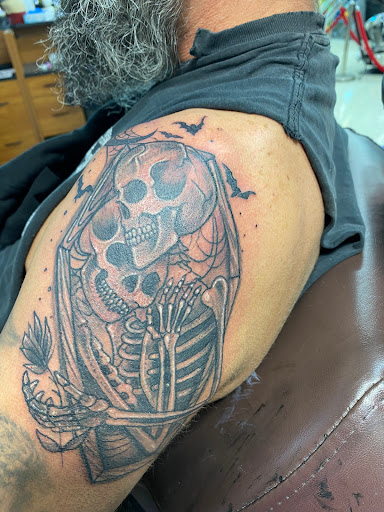 Explore tattoo ideas for rest in peace, creative tattoo ideas in Noblesville, available at Mystic Images Tattoo Co.