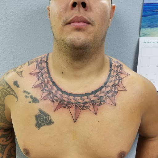 Explore chest tattoo filler ideas, creative tattoo ideas in Hilo, available at Pacific Island Ink