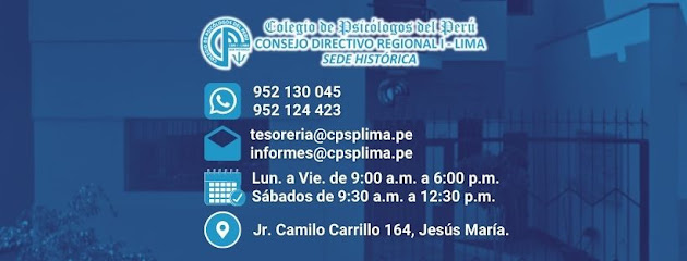 Colegio de Psicólogos del Perú CDR I- Lima, SEDE LEGAL E HISTÓRICA