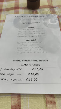 Menu / carte de La Playa di Taormina à Milan