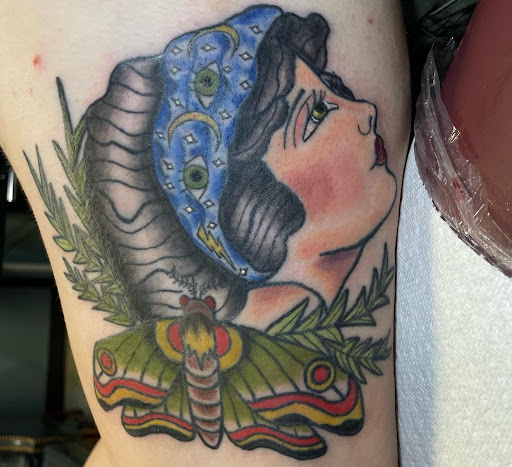 Explore lioness tattoo ideas for females, creative tattoo ideas in Cincinnati, available at Opal Moon Tattoo