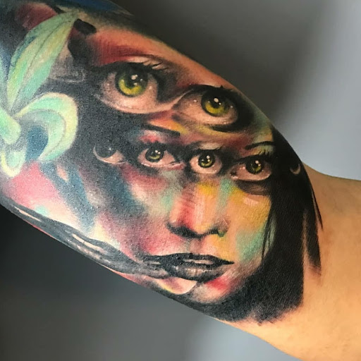 Explore death tattoos ideas, creative tattoo ideas in San Antonio, available at Dandyland Custom Tattoo and Professional Body Piercing