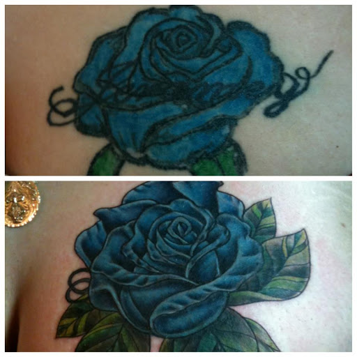 Explore sticker tattoo ideas, creative tattoo ideas in Chicago Heights, available at State Line Tattoo Company