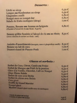 menu du restaurants Phnom Penh Restaurant à Menton