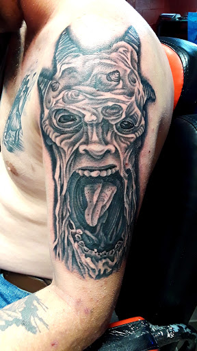 Explore black & white tattoo ideas, creative tattoo ideas in Abilene, available at A Tattoo Experience by Spaz