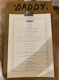Menu du Restaurant Daddy à Angers
