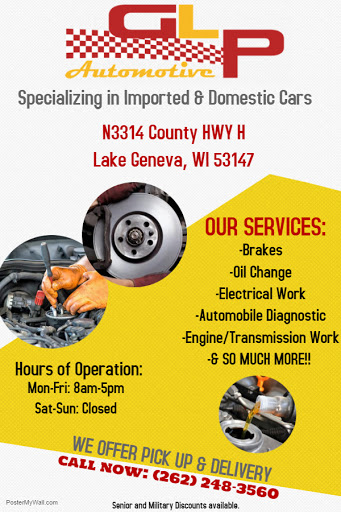 Brake Shop «GLP Automotive», reviews and photos, 3314 Co Hwy H, Lake Geneva, WI 53147, USA
